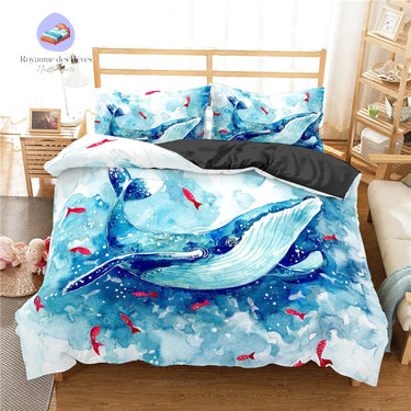 Housse de Couette Baleine Bleu